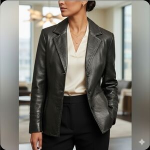 Jones New York Genuine Leather Blazer Jacket – Women’s Large